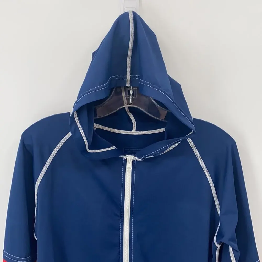 Sun Protection Boys Navy & Red Full Zip Long Sleeve Hoody Size 12